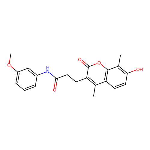 3-(7-hydroxy-4,8-dimethyl-2-oxo-2H-chromen-3-yl)-N-(3-methoxyphenyl)propanamide structure