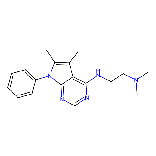 N-(5,6-dimethyl-7-phenylpyrrolo[2,3-d]pyrimidin-4-yl)-N',N'-dimethylethane-1,2-diamine structure
