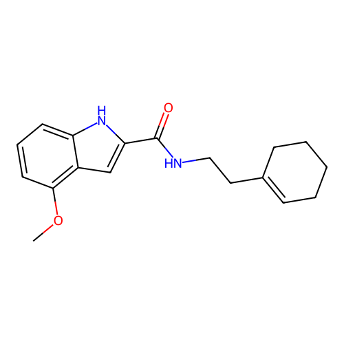 N-(2-(cyclohex-1-en-1-yl)ethyl)-4-methoxy-1H-indole-2-carboxamide structure