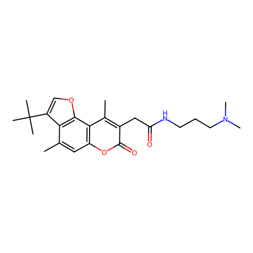 2-(3-(tert-butyl)-4,9-dimethyl-7-oxo-7H-furo[2,3-f]chromen-8-yl)-N-(3-(dimethylamino)propyl)acetamide structure