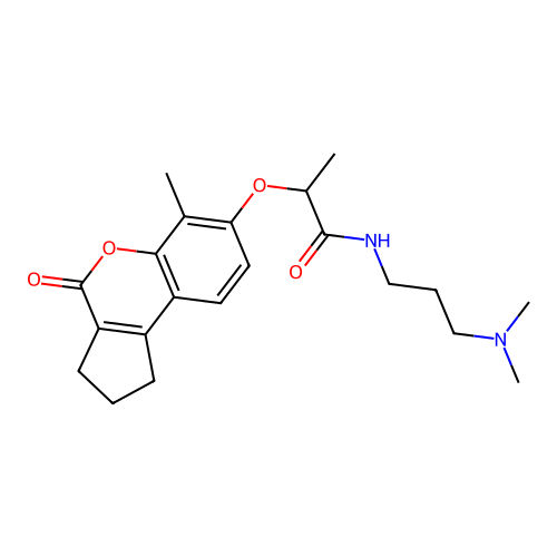 N-(3-(dimethylamino)propyl)-2-((6-methyl-4-oxo-1,2,3,4-tetrahydrocyclopenta[c]chromen-7-yl)oxy)propanamide structure