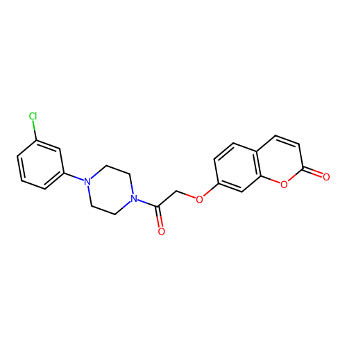 7-(2-(4-(3-chlorophenyl)piperazin-1-yl)-2-oxoethoxy)-2H-chromen-2-one structure