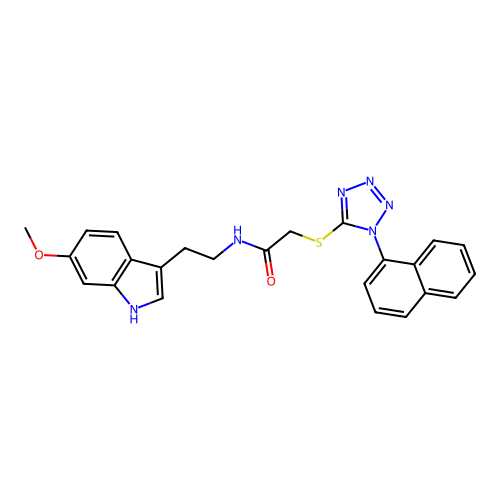 N-[2-(6-methoxy-1H-indol-3-yl)ethyl]-2-{[1-(naphthalen-1-yl)-1H-tetrazol-5-yl]sulfanyl}acetamide structure