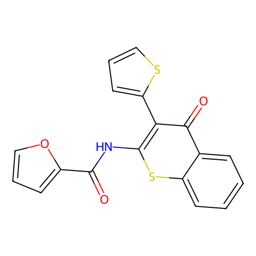 N-(4-oxo-3-(thiophen-2-yl)-4H-thiochromen-2-yl)furan-2-carboxamide structure