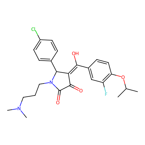 (4E)-5-(4-chlorophenyl)-1-[3-(dimethylamino)propyl]-4-[(3-fluoro-4-propan-2-yloxyphenyl)-hydroxymethylidene]pyrrolidine-2,3-dione structure