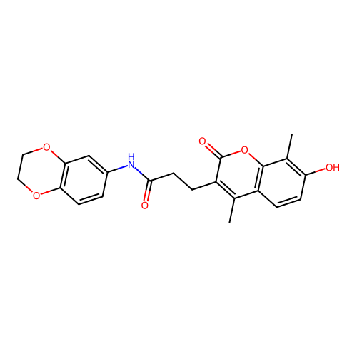 N-(2,3-dihydro-1,4-benzodioxin-6-yl)-3-(7-hydroxy-4,8-dimethyl-2-oxo-2H-chromen-3-yl)propanamide structure