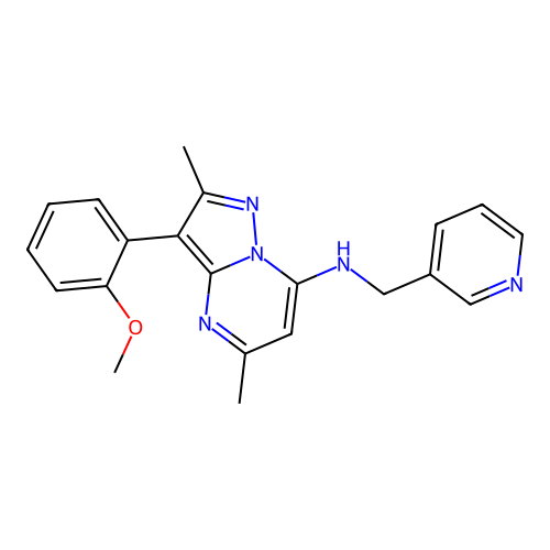 3-(2-methoxyphenyl)-2,5-dimethyl-N-(pyridin-3-ylmethyl)pyrazolo[1,5-a]pyrimidin-7-amine structure