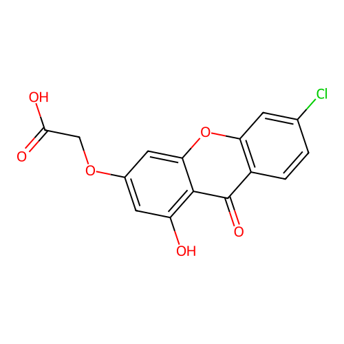 [(6-chloro-1-hydroxy-9-oxo-9H-xanthen-3-yl)oxy]acetic acid structure