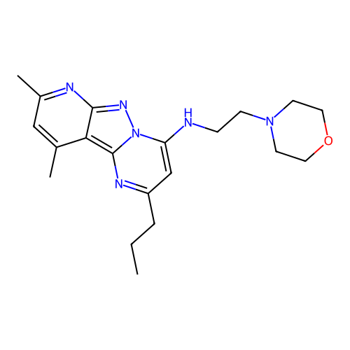 8,10-dimethyl-N-(2-morpholinoethyl)-2-propylpyrido[2',3':3,4]pyrazolo[1,5-a]pyrimidin-4-amine structure