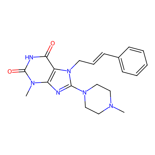 7-cinnamyl-3-methyl-8-(4-methylpiperazin-1-yl)-1H-purine-2,6(3H,7H)-dione structure