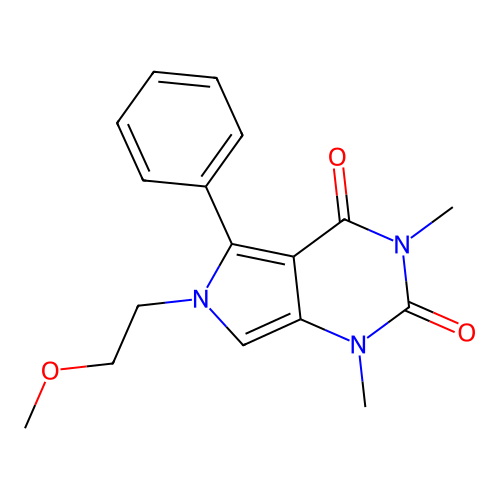 6-(2-methoxyethyl)-1,3-dimethyl-5-phenyl-1H-pyrrolo[3,4-d]pyrimidine-2,4(3H,6H)-dione structure