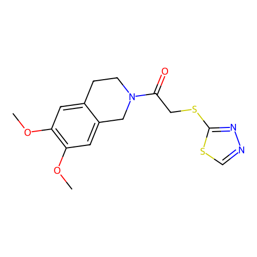 1-(6,7-dimethoxy-3,4-dihydro-1H-isoquinolin-2-yl)-2-(1,3,4-thiadiazol-2-ylsulfanyl)ethanone structure