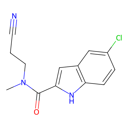 5-chloro-N-(2-cyanoethyl)-N-methyl-1H-indole-2-carboxamide structure