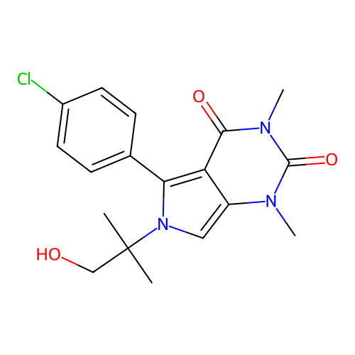 5-(4-chlorophenyl)-6-(1-hydroxy-2-methylpropan-2-yl)-1,3-dimethyl-1H-pyrrolo[3,4-d]pyrimidine-2,4(3H,6H)-dione structure