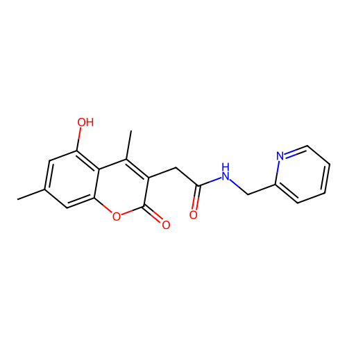 2-(5-hydroxy-4,7-dimethyl-2-oxo-2H-chromen-3-yl)-N-(pyridin-2-ylmethyl)acetamide structure