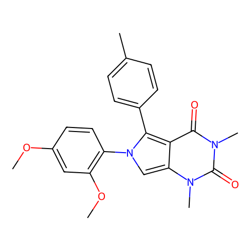 6-(2,4-dimethoxyphenyl)-1,3-dimethyl-5-(4-methylphenyl)pyrrolo[3,4-d]pyrimidine-2,4-dione structure
