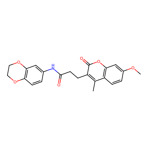 N-(2,3-dihydro-1,4-benzodioxin-6-yl)-3-(7-methoxy-4-methyl-2-oxochromen-3-yl)propanamide structure