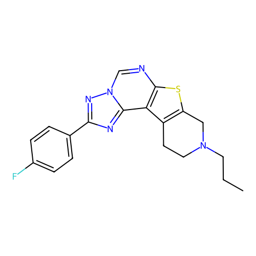 2-(4-fluorophenyl)-9-propyl-8,9,10,11-tetrahydropyrido[4',3':4,5]thieno[3,2-e][1,2,4]triazolo[1,5-c]pyrimidine structure