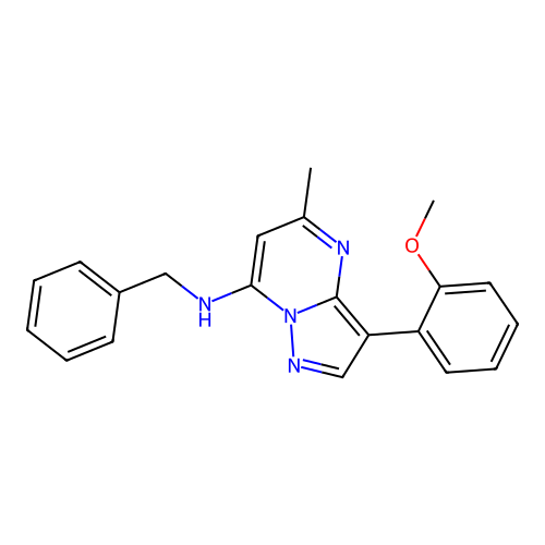 N-benzyl-3-(2-methoxyphenyl)-5-methylpyrazolo[1,5-a]pyrimidin-7-amine structure