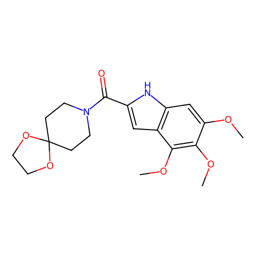 1,4-dioxa-8-azaspiro[4.5]dec-8-yl(4,5,6-trimethoxy-1H-indol-2-yl)methanone structure