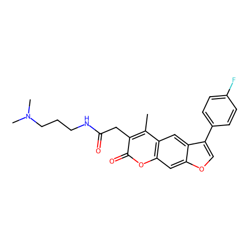 N-(3-(dimethylamino)propyl)-2-(3-(4-fluorophenyl)-5-methyl-7-oxo-7H-furo[3,2-g]chromen-6-yl)acetamide structure