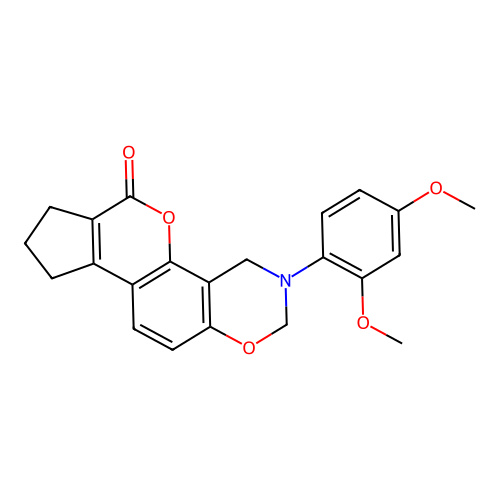 3-(2,4-dimethoxyphenyl)-3,4,8,9-tetrahydro-2H-cyclopenta[3,4]chromeno[8,7-e][1,3]oxazin-6(7H)-one structure