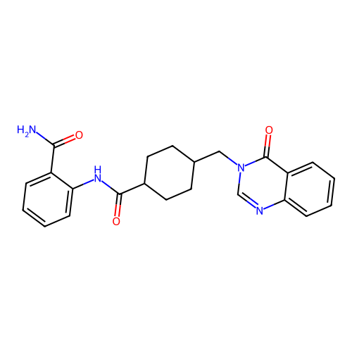 2-[({4-[(4-oxoquinazolin-3(4H)-yl)methyl]cyclohexyl}carbonyl)amino]benzamide structure