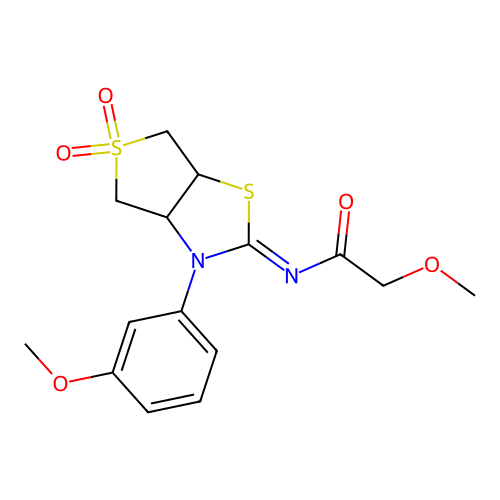 2-methoxy-N-[(2Z)-3-(3-methoxyphenyl)-5,5-dioxidotetrahydrothieno[3,4-d][1,3]thiazol-2(3H)-ylidene]acetamide structure