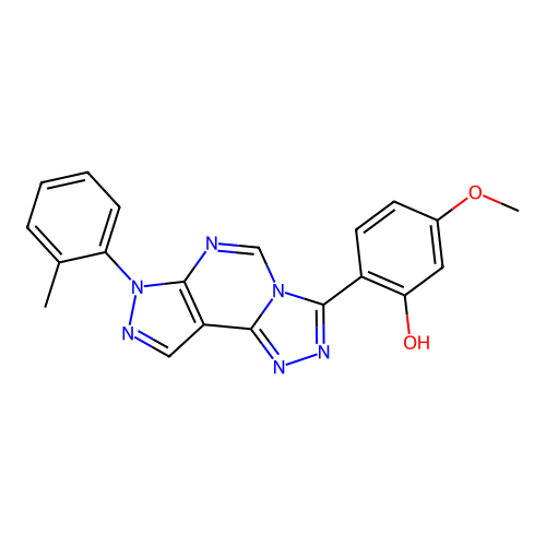 5-methoxy-2-(7-(o-tolyl)-7H-pyrazolo[4,3-e][1,2,4]triazolo[4,3-c]pyrimidin-3-yl)phenol structure
