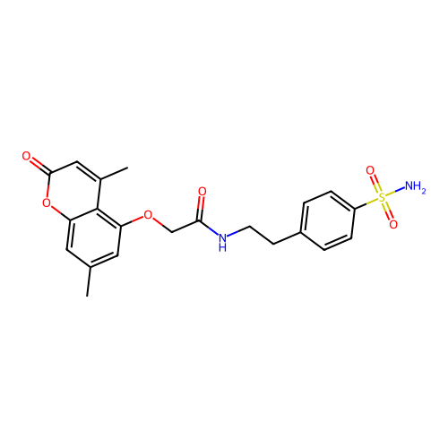 2-(4,7-dimethyl-2-oxochromen-5-yl)oxy-N-[2-(4-sulfamoylphenyl)ethyl]acetamide structure