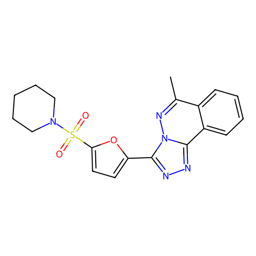 6-methyl-3-(5-(piperidin-1-ylsulfonyl)furan-2-yl)-[1,2,4]triazolo[3,4-a]phthalazine structure