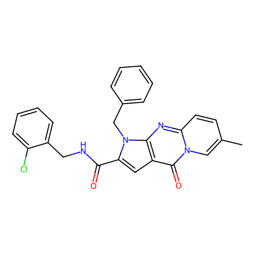 1-benzyl-N-(2-chlorobenzyl)-7-methyl-4-oxo-1,4-dihydropyrido[1,2-a]pyrrolo[2,3-d]pyrimidine-2-carboxamide structure