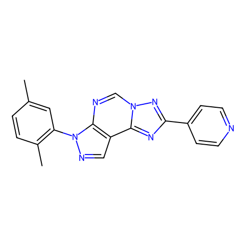 7-(2,5-dimethylphenyl)-2-(pyridin-4-yl)-7H-pyrazolo[4,3-e][1,2,4]triazolo[1,5-c]pyrimidine structure