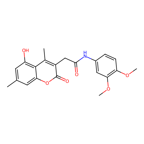 N-(3,4-dimethoxyphenyl)-2-(5-hydroxy-4,7-dimethyl-2-oxochromen-3-yl)acetamide structure