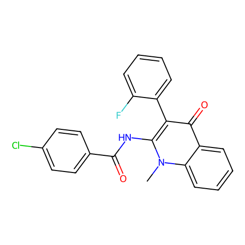 4-chloro-N-(3-(2-fluorophenyl)-1-methyl-4-oxo-1,4-dihydroquinolin-2-yl)benzamide structure
