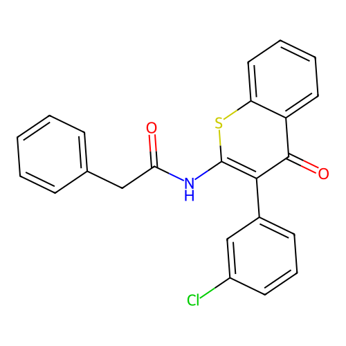 N-(3-(3-chlorophenyl)-4-oxo-4H-thiochromen-2-yl)-2-phenylacetamide structure