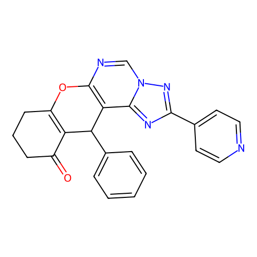 12-phenyl-2-(pyridin-4-yl)-8,9,10,12-tetrahydro-11H-chromeno[3,2-e][1,2,4]triazolo[1,5-c]pyrimidin-11-one structure