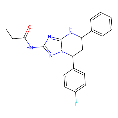 N-(7-(4-fluorophenyl)-5-phenyl-4,5,6,7-tetrahydro-[1,2,4]triazolo[1,5-a]pyrimidin-2-yl)propionamide structure