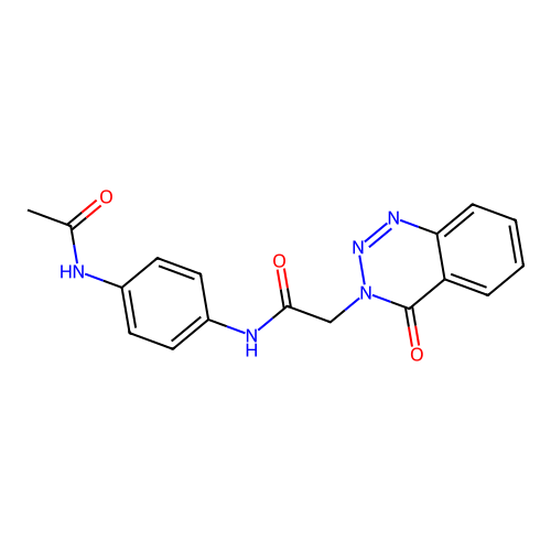 N-[4-(acetylamino)phenyl]-2-(4-oxo-1,2,3-benzotriazin-3(4H)-yl)acetamide structure
