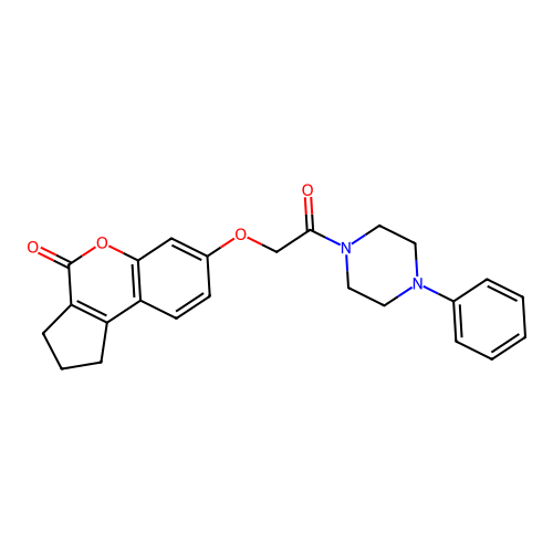 7-(2-oxo-2-(4-phenylpiperazin-1-yl)ethoxy)-2,3-dihydrocyclopenta[c]chromen-4(1H)-one structure