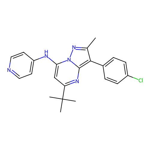 5-tert-butyl-3-(4-chlorophenyl)-2-methyl-N-(pyridin-4-yl)pyrazolo[1,5-a]pyrimidin-7-amine structure
