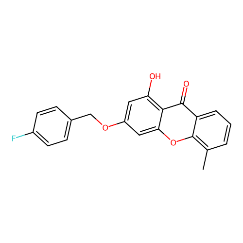 3-((4-fluorobenzyl)oxy)-1-hydroxy-5-methyl-9H-xanthen-9-one structure