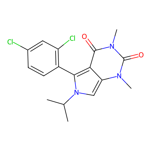 5-(2,4-dichlorophenyl)-6-isopropyl-1,3-dimethyl-1H-pyrrolo[3,4-d]pyrimidine-2,4(3H,6H)-dione structure
