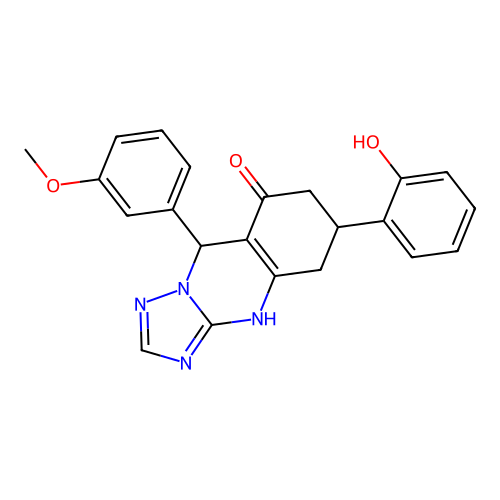 6-(2-hydroxyphenyl)-9-(3-methoxyphenyl)-5,6,7,9-tetrahydro-[1,2,4]triazolo[5,1-b]quinazolin-8(4H)-one structure