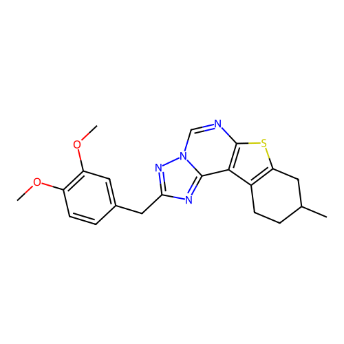 2-(3,4-dimethoxybenzyl)-9-methyl-8,9,10,11-tetrahydro[1]benzothieno[3,2-e][1,2,4]triazolo[1,5-c]pyrimidine structure