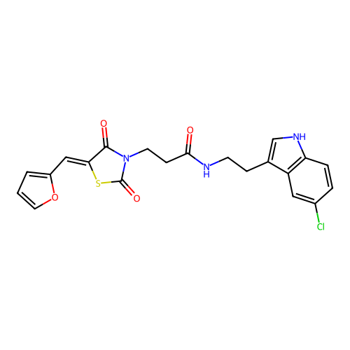 N-[2-(5-chloro-1H-indol-3-yl)ethyl]-3-[(5Z)-5-(furan-2-ylmethylidene)-2,4-dioxo-1,3-thiazolidin-3-yl]propanamide structure