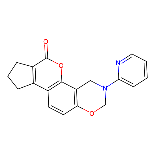 3-(pyridin-2-yl)-3,4,8,9-tetrahydro-2H-cyclopenta[3,4]chromeno[8,7-e][1,3]oxazin-6(7H)-one structure