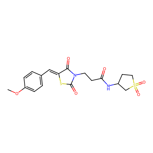 (Z)-N-(1,1-dioxidotetrahydrothiophen-3-yl)-3-(5-(4-methoxybenzylidene)-2,4-dioxothiazolidin-3-yl)propanamide structure