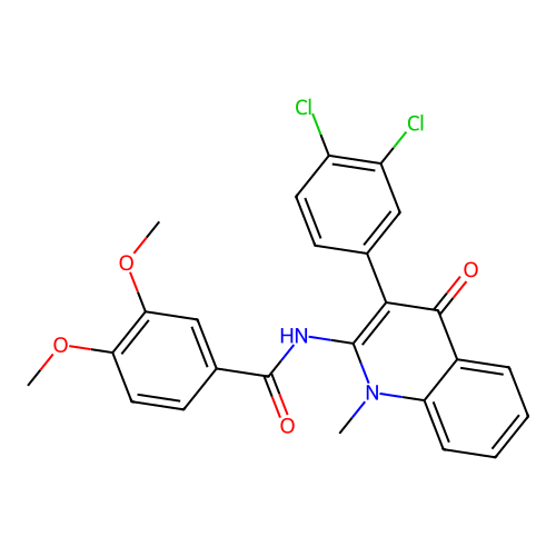 N-(3-(3,4-dichlorophenyl)-1-methyl-4-oxo-1,4-dihydroquinolin-2-yl)-3,4-dimethoxybenzamide structure