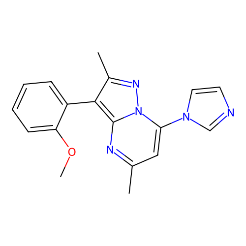 7-(1H-imidazol-1-yl)-3-(2-methoxyphenyl)-2,5-dimethylpyrazolo[1,5-a]pyrimidine structure